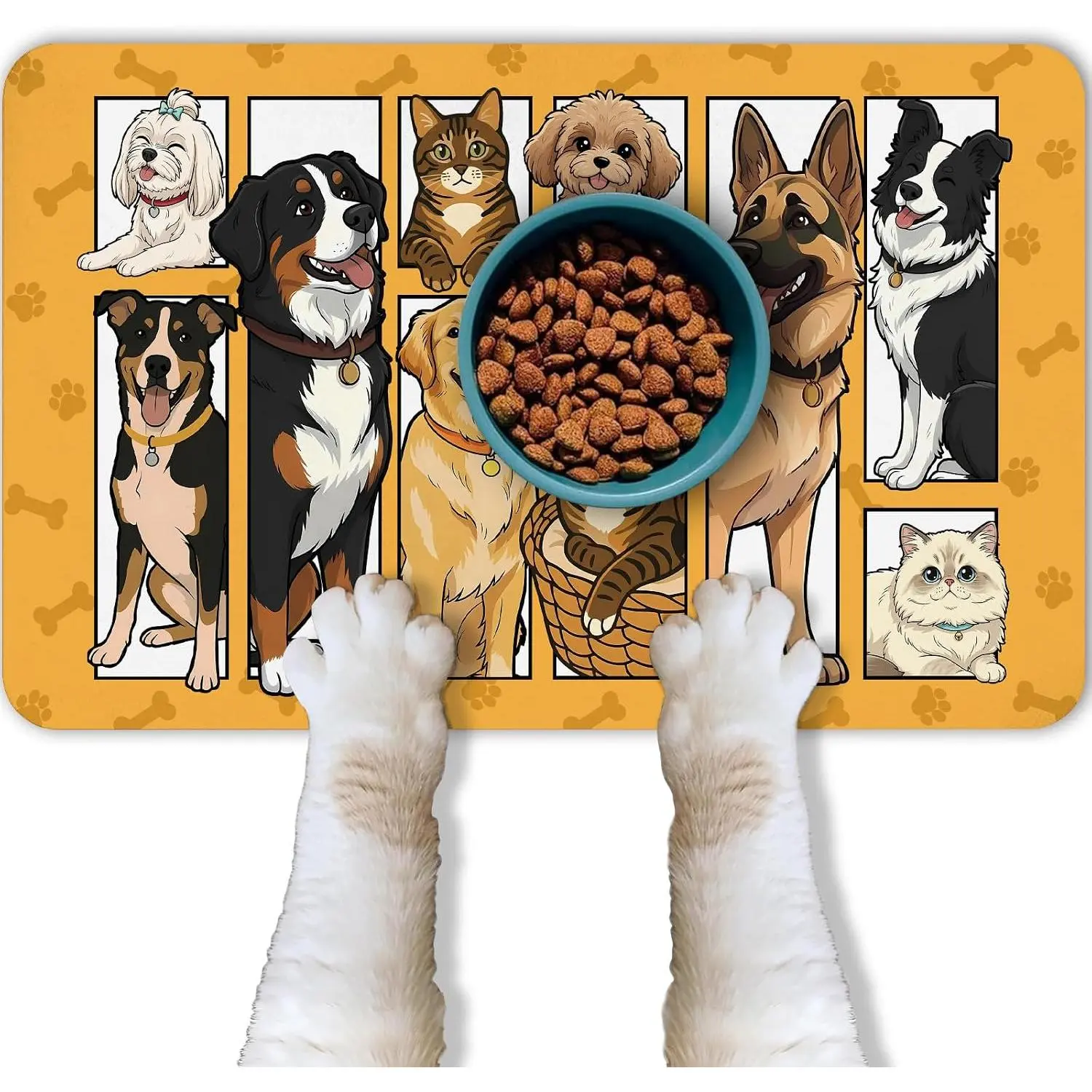 Mat for    Mat, Cute Absorbent Quick Dry  Bowl Mats for  and Water, Non-Slip   Feeding Mats for Floor Placemats 12"x20"