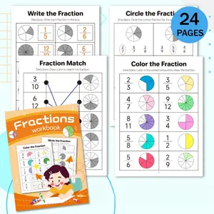 Kids Fraction Practice Workbook, Fun Coloring Math Book for Early Numeracy, Step-by-Step Fraction Learning (Equivalent/Comparing) for Toddlers & Kindergarten, Homeschool & Classroom Teaching Aid