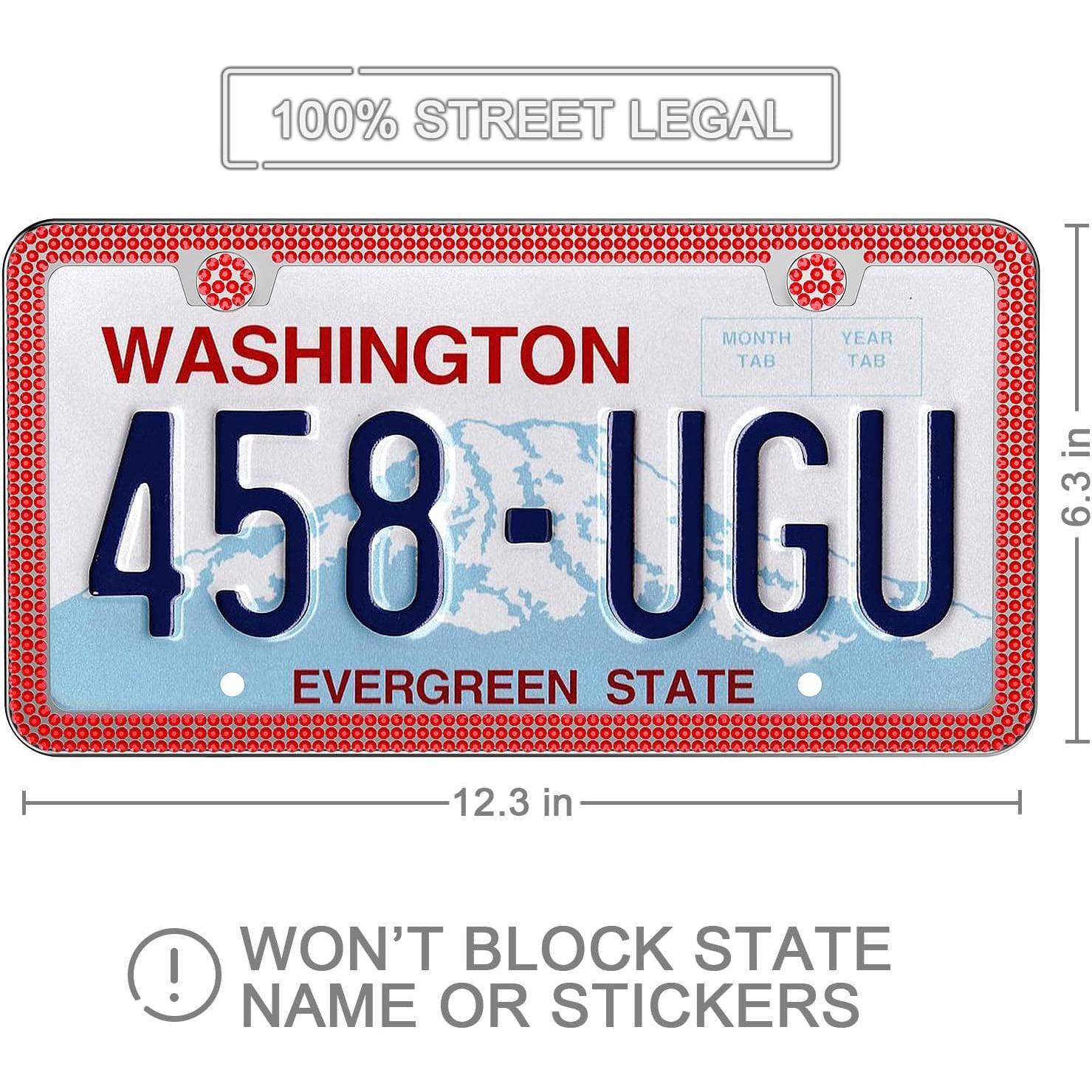 BASIC SUPPLY Bling License Plate Frame,  License Plate Cover,  Tag Frames,  License Plate Holder with Rhinestone   Screw Set - 2 Pack (AB Color)