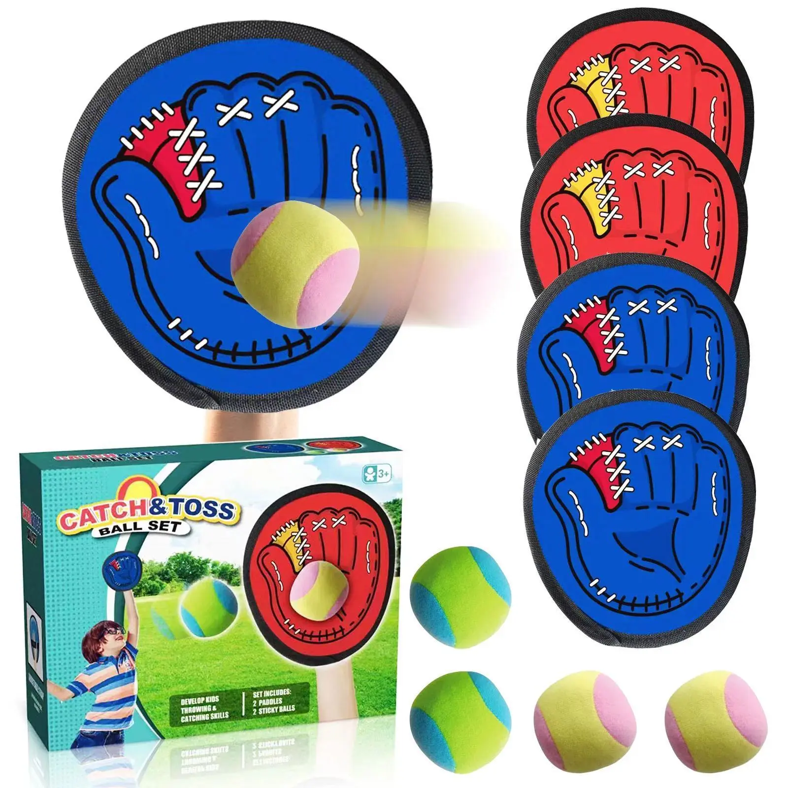 Kids' 4-Set Sucker Sticky Ball Toy, Outdoor Sports Catch-and-Throw Game, Parent-Child Interactive Stress Relief Classic Toy