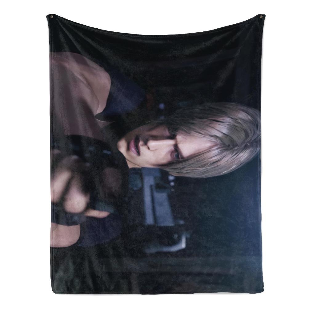 Resident Evil Leon Kennedy Blanket Aesthetic Boyfriend Style Gamer Throw Video Game Character Print Soft Flannel Blanket Cozy Lightweight Throw for Bed Sofa Couch Bedroom Decor Travel Gift for Fans Girls Boys Gaming Room