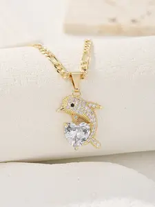 Elegant Dolphin Pendant Necklace with 3a Zircon, Women's Jewelry, Perfect for Vacations, Versatile Daily Wear, Beautiful Accessory