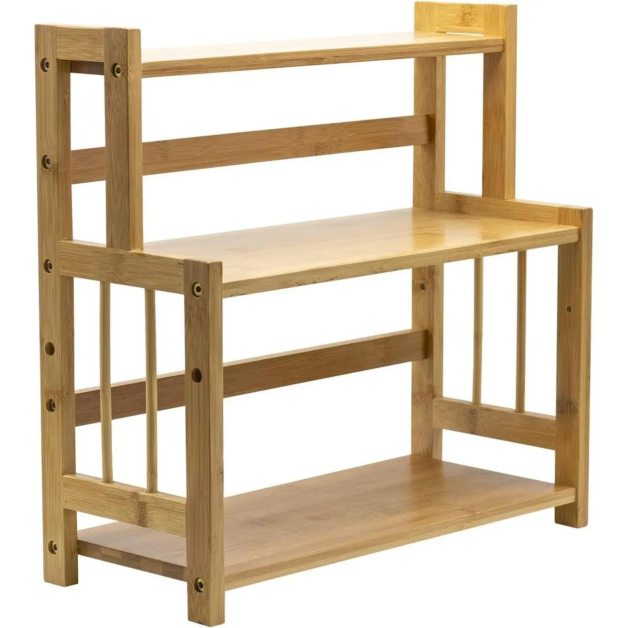 Kitchen Countertop Organizer Bamboo Wooden Counter Storage Shelf Rack for Spice, Soap, Skin Care, Makeup Display Stand, Bathroom Shelves, Vanity, Office (3-Tier)