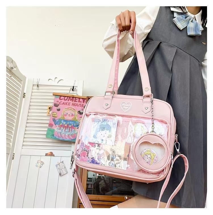 Women Japanese Style Trend Kawaii Candy Color Large Capacity Ita Bag Fashion Student Preppy Shoulder Bag Messenger Crossbody Bag