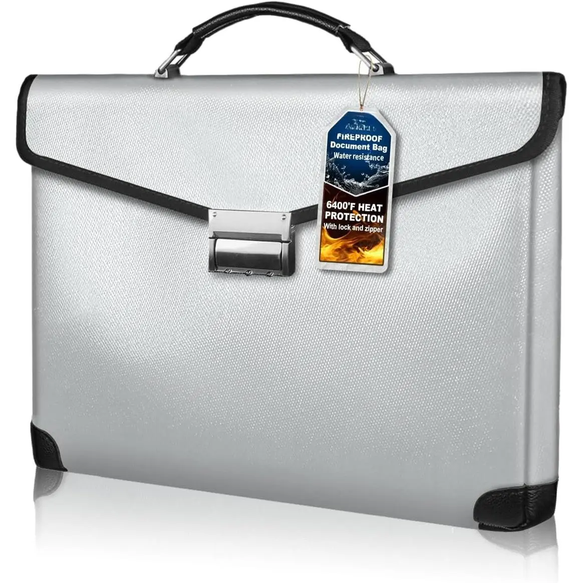 Fireproof Document Bag, 14.5" X11" X2.5",  | Fireproof  Bag for , With Metal Lock and Zipper, Fireproof& Organizerm, Protects Valuables Legal Documents