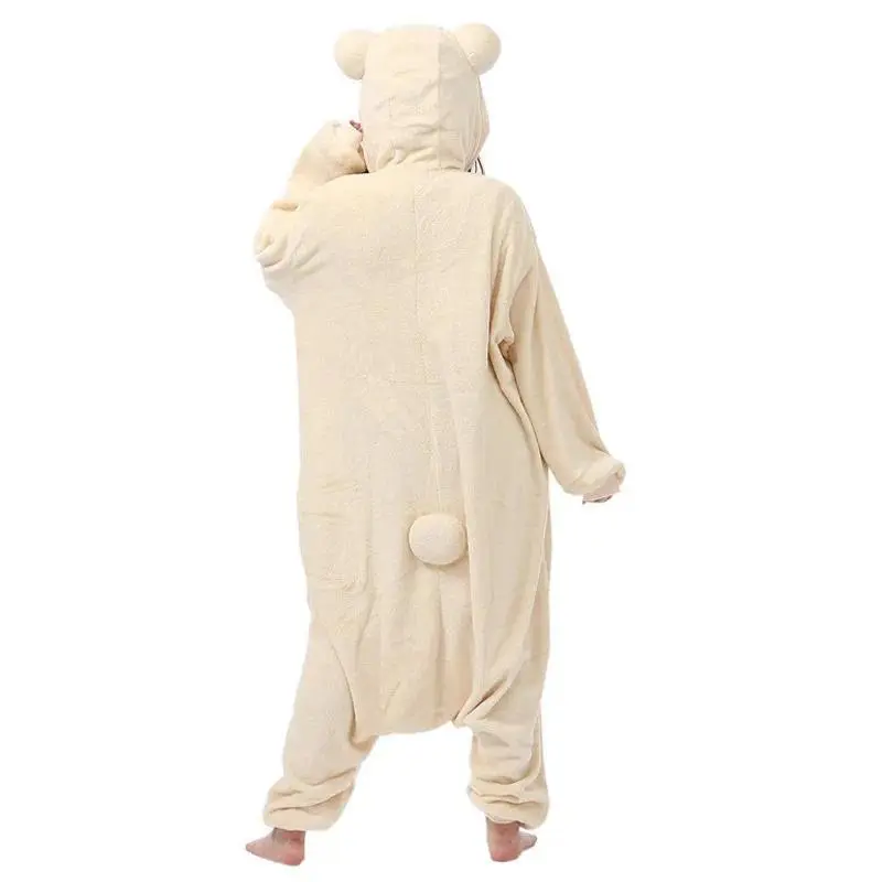 Women's Cute Pajama Onesie with Cartoon Bear Hood, Warm Full-Length Jumpsuit for Loungewear and Cosplay, Women's Clothes, Nightwear