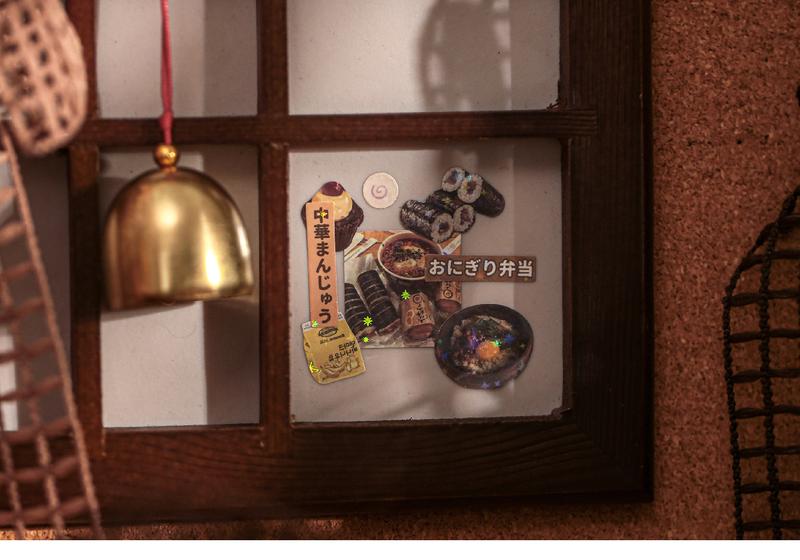 60 sheets/set, retro stickers, food theme, cute healing style, coated paper material, can decorate mobile phones, photo albums, water cups.