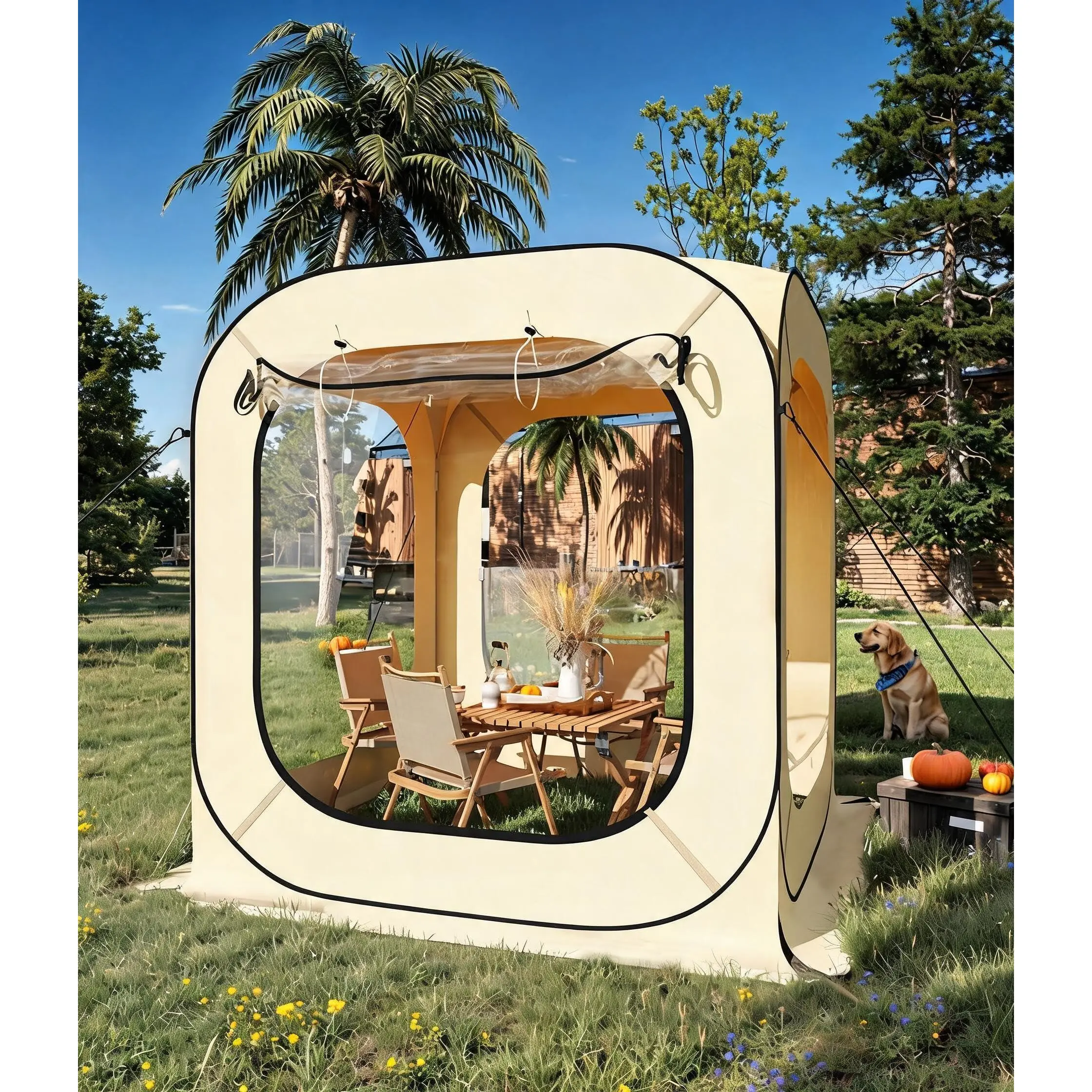 GARVEE 6 x 6 FT Instant Outdoor Clear Bubble Tent, 2-3 Person All Weather Sport Tent Instant Rainproof Camping Rain Shelter for Sports Events, Patio, Fishing, 70"x70"