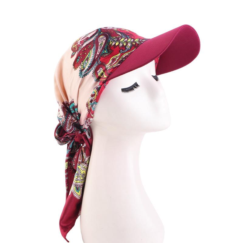 Satin Square Scarf Turban Hat, Outdoor Sun Protection Visor Cap for Women