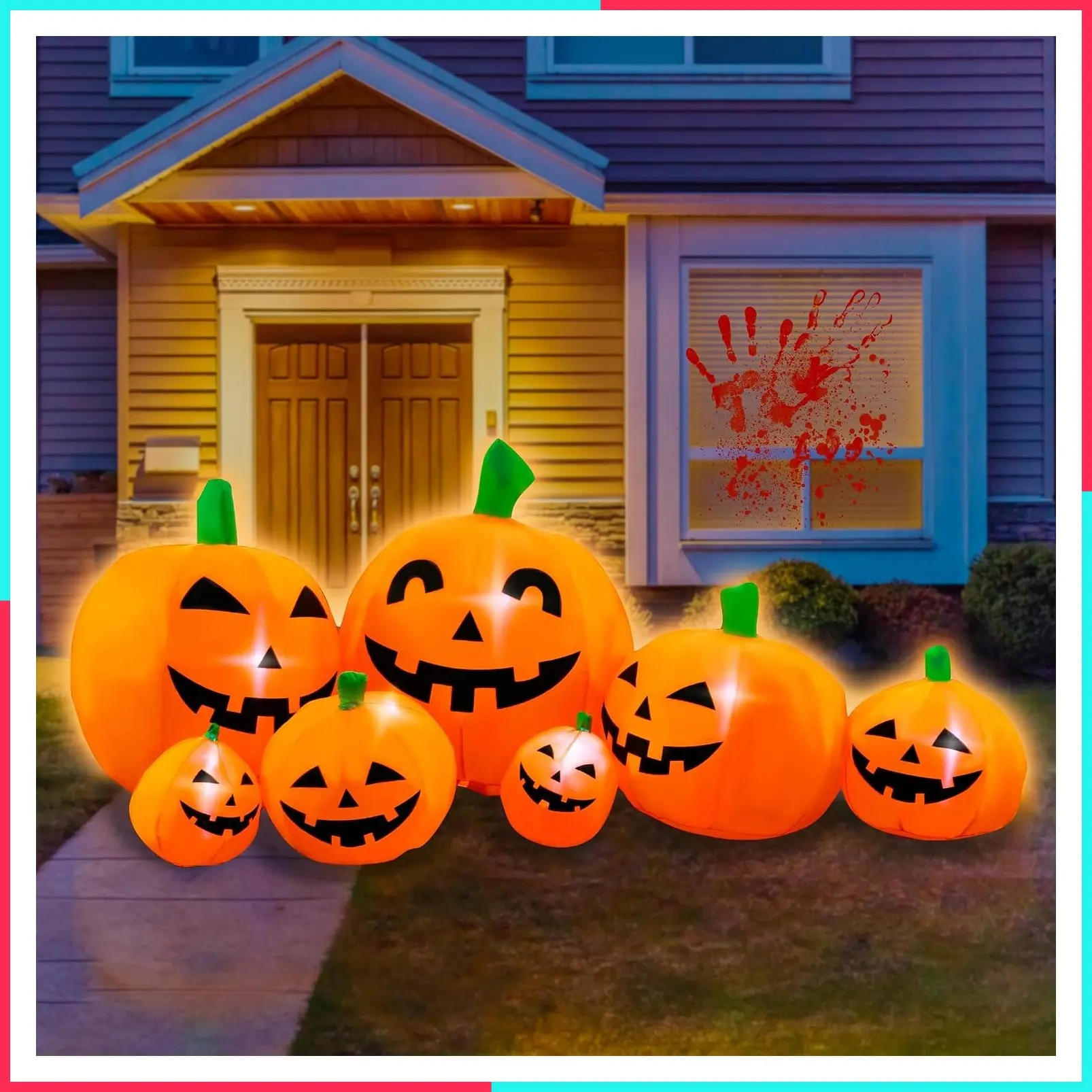 7FT Halloween Inflatable Pumpkin Patch Family Outdoor Decoration