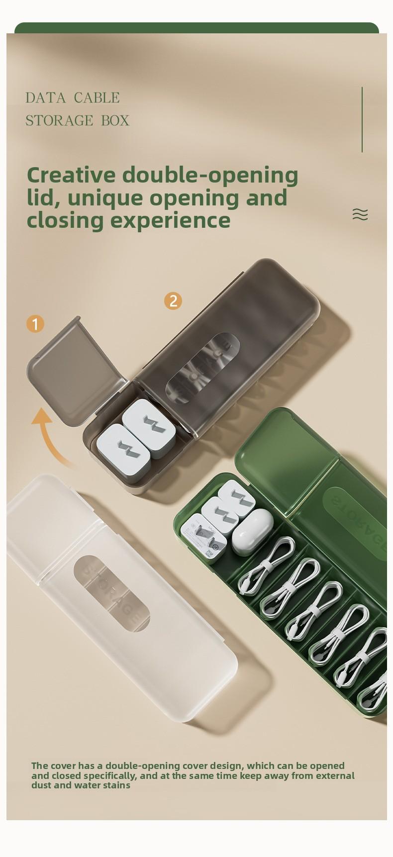 Desktop covered data cable storage box, cable organizer, power charging cable organizer, mobile phone charger storage box