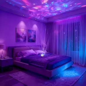 LED Aurora Projection Lamp, USB Powered, Remote Controlled, Bedroom Starry Night Projector, Ideal for Parties and Home Decor