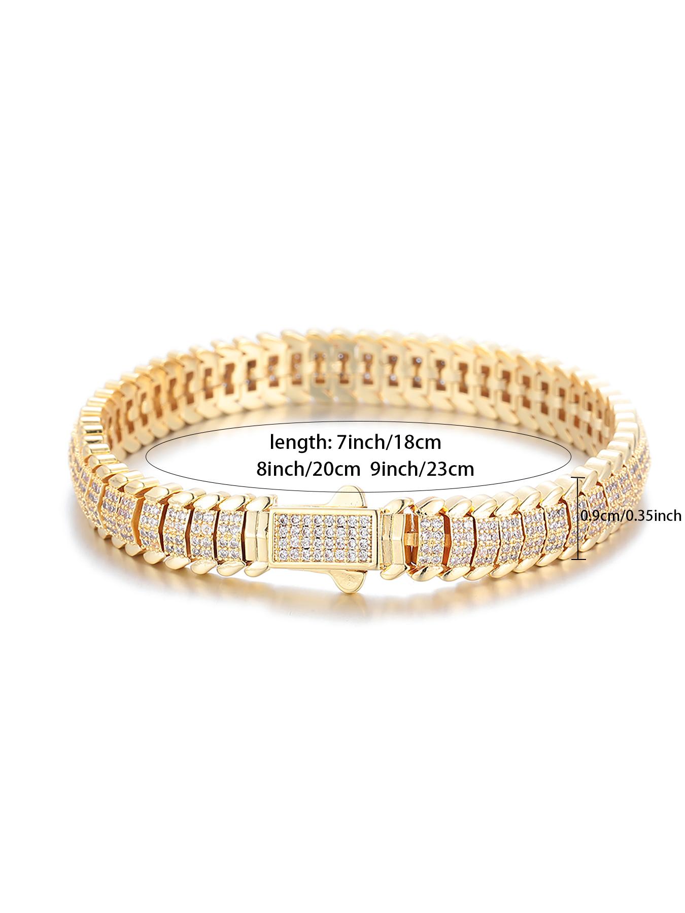 ICED CHICS 9mm Unisex's Cool Fashionable Snake Bone Polygonal Hip-hop High Quality Bracelet, Luxurious Sparkling Synthetic Gemstones Bracelet for All Occasions