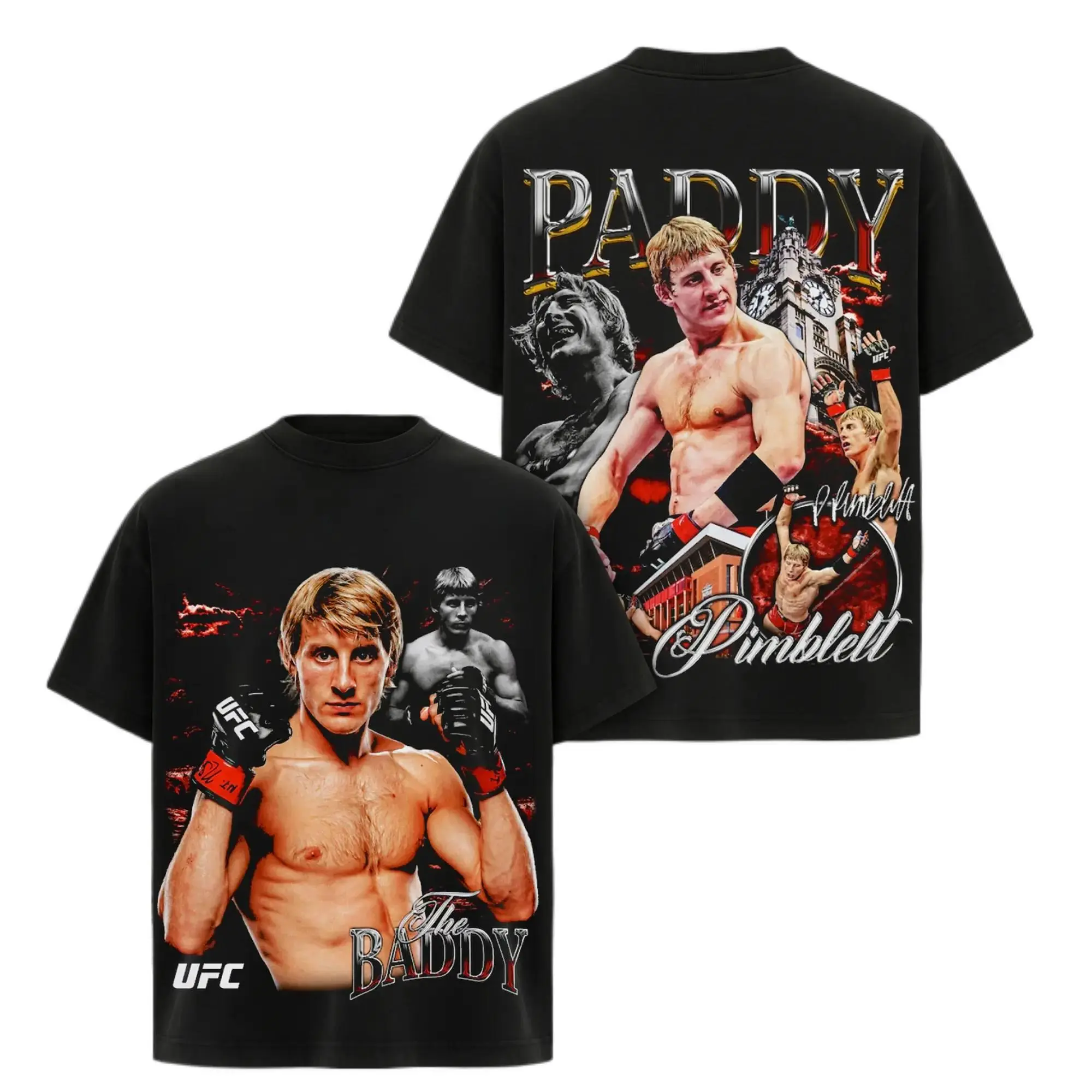 Men's Paddy Pimblett The Baddy Vintage Print Short-Sleeve UFC MMA Fighter T-Shirt - 180g 100% Soft Cotton, Oversized Unisex Streetwear, Retro Gym Wear, Fashion Combat Sports Apparel, Fight Fan Gift (On Sale, TikTok Shop Deals), Shortsleeve, Fabric, Menswe