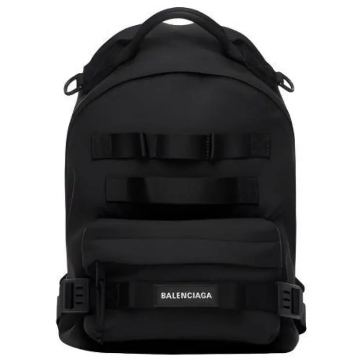 Balenciaga Army Logo Lanyard Multi-Use Nylon Backpack for Men, Small Size, Black
