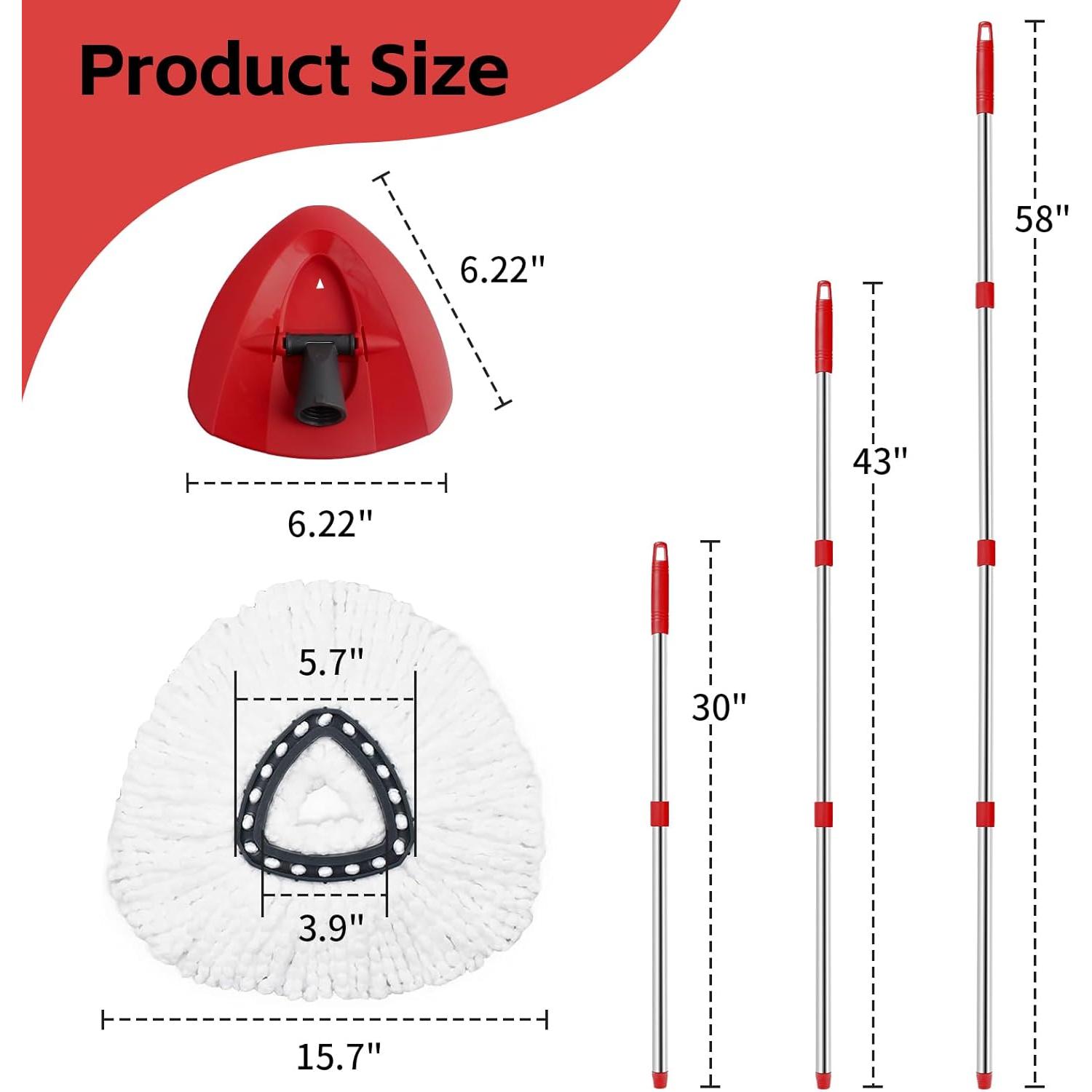 Spin Mop Replace , Base, Handle Compatible with O Cedar EasyWring Microfiber Spin Mop, 4 Mop Refills Replacement Heads, 30-58in Mop Handle and 1 Mop Base Combo Set (White (1-Tank System)) Spin Mop Replace , Base, Handle Compatible with O Cedar EasyWring Microfiber Spin Mop, 4 Mop Refills Replacement Heads, 30-58in Mop Handle and 1 Mop Base Combo Set (White (1-Tank System))