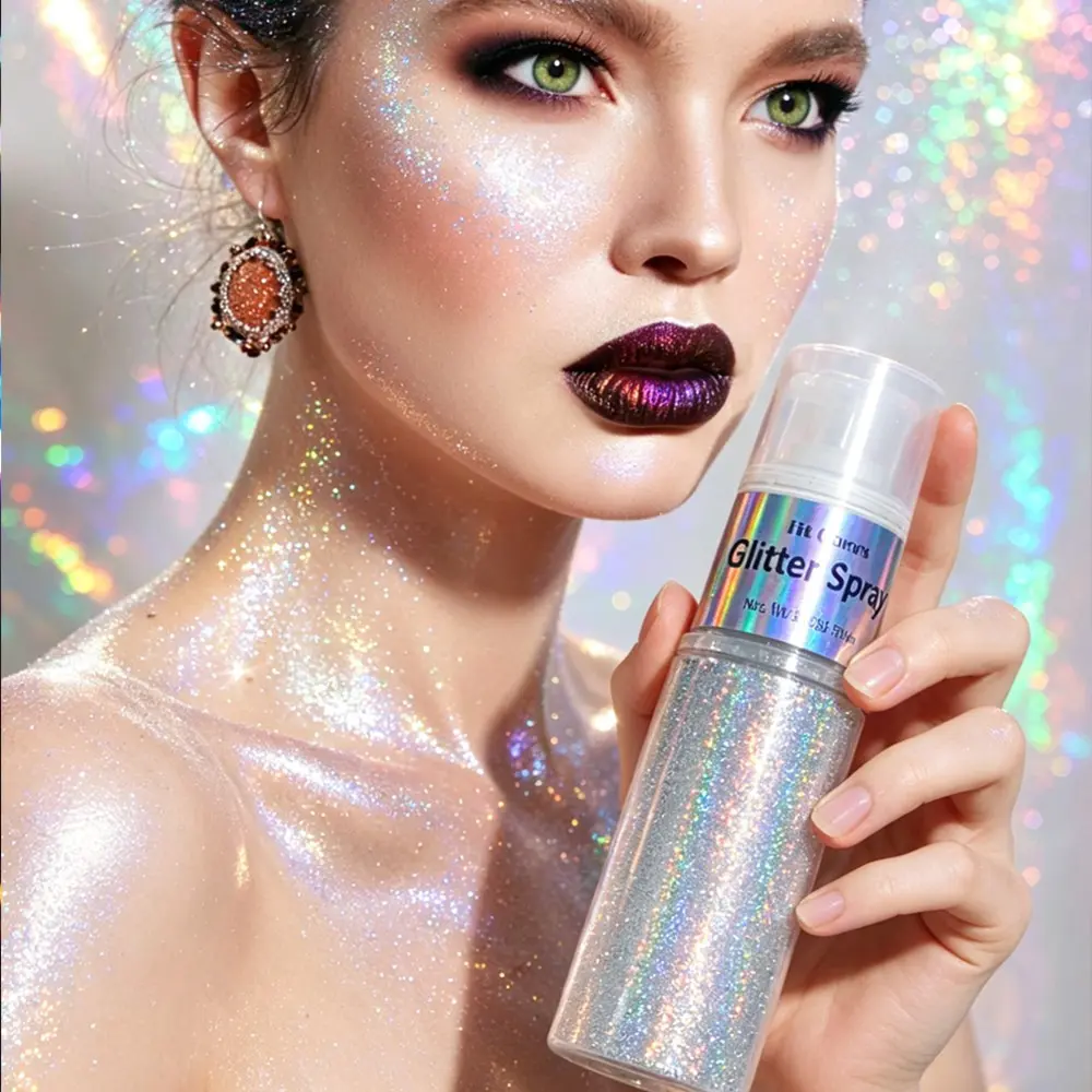 Fit Colors 3-Color Body Highlighter Powder, Long-Lasting Sweat-Resistant Stage Makeup, Glitter Body Spray for Brightening Effect, Shimmering Body Glitter, Magic Shimmer Spray