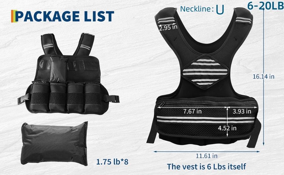 Adjustable Weight Vest for Men & Women – Neoprene Workout Vest for Running, Walking, Gym Training – Reflective Strips & Pockets for Phone/Keys