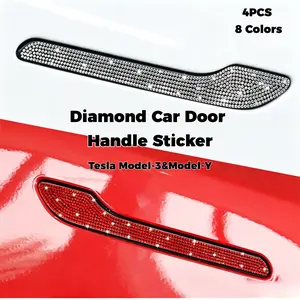 [4PCS]Bling Tesla Model 3/ Y Door Handle Stickers,Anti-Scratch, Easy Install, Outdoor Use,Car Decoration,Car Detailing Products,Cars Accessories,Waterproof