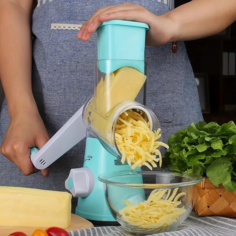 3 in 1 Manual Rotary Cheese & Vegetable Potato Grater, 1 Count Multifunctional Vegetable Chopper with Handle, Kitchen Utensils & Gadgets