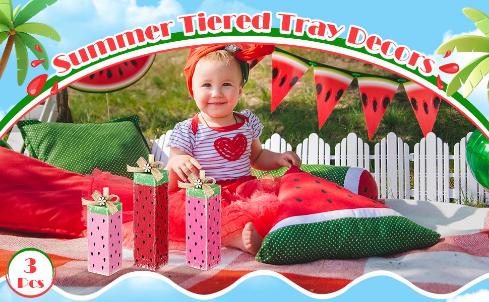 3 Pcs Hello Sweet Summer Table Block Signs Rustic Farmhouse Wood Lemon Centerpiece Blue Yellow Green Hello Summer Decorations for Tiered Tray Decor Home Office Kitchen Mantel Shelf Indoor