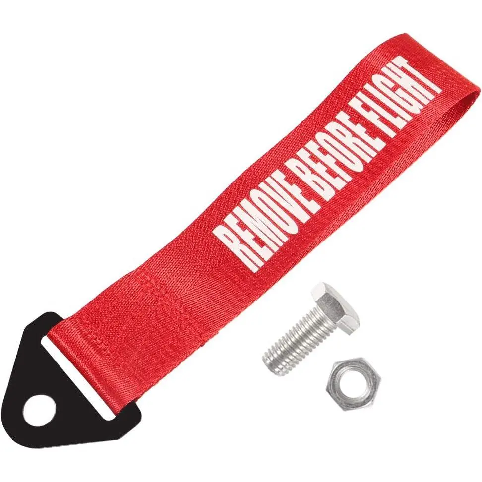 Racing Tow Strap Red High Strength Tow Strap   Set Belt Nylon Strap Traction Rope  Hook Compatible with Front or Rear Bumper Towing Hooks Decorative  Belt (Red)