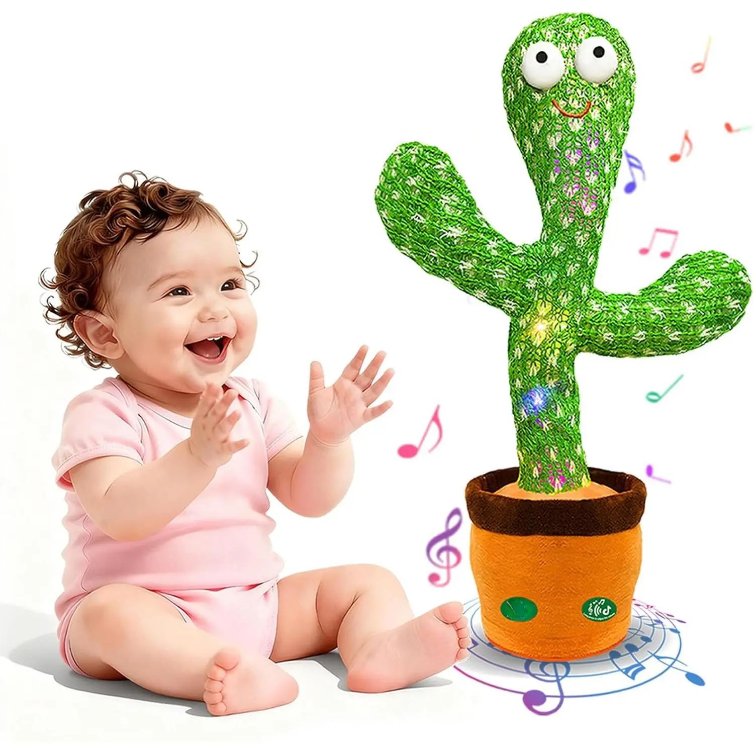 Interactive Baby Toys Dancing Talking Cactus Toy,Funny Gift  Infant 6-18 Months, Singing Musical Record Repeat What You Say Light Up Toy  Toddler 1 2 3 Year Old Boy Girl (Volume Adjustment) New model