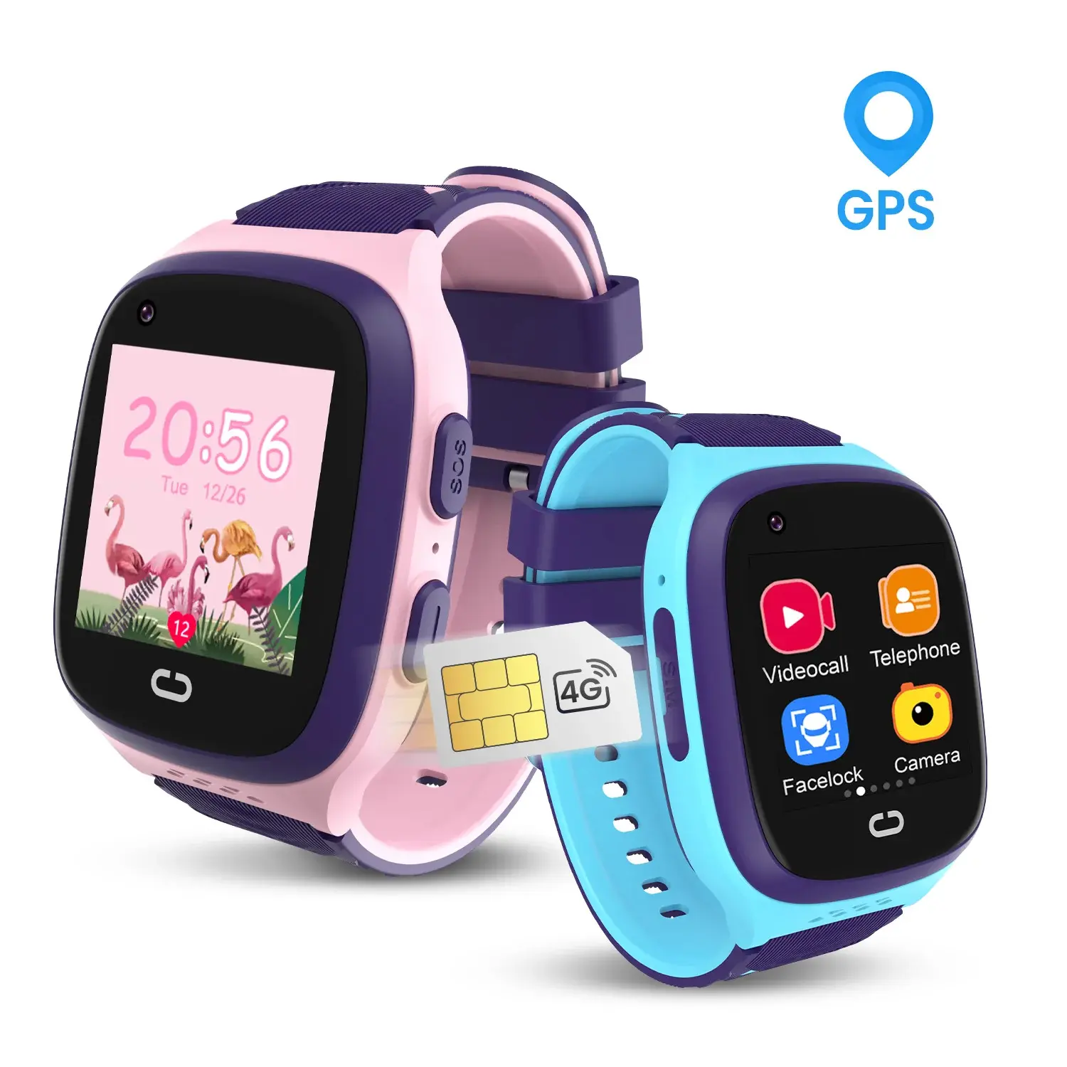 Kids' 4G Smartwatch with GPS LBS Tracker, Camera, Video Call, Wireless SOS, IP67 Waterproof & 4G SIM Card Compatibility