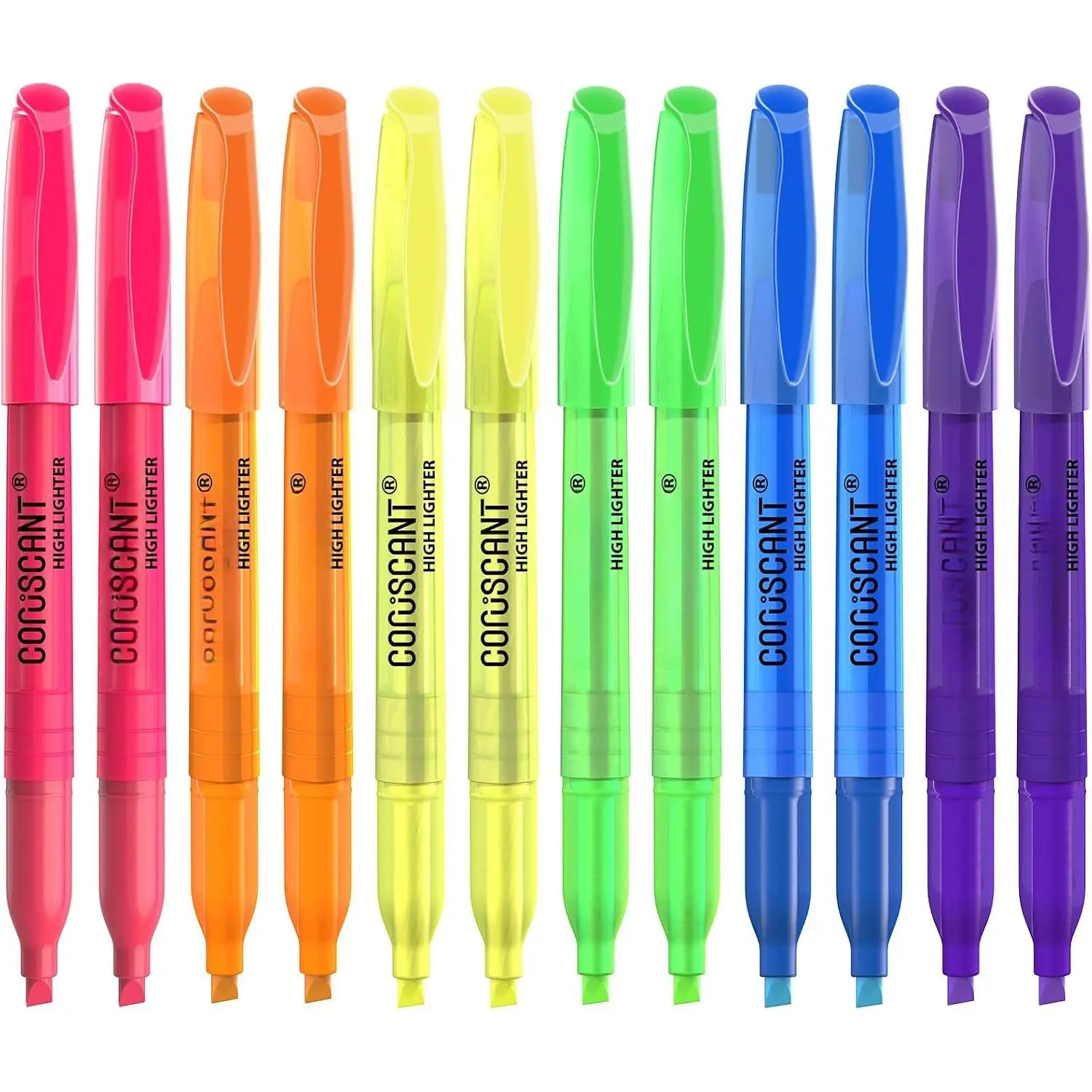 Highlighter - 12 pack color highlighter, color transparent visible fluorescent pen shell, wide chisel point mark, fluorescent pen, school, office