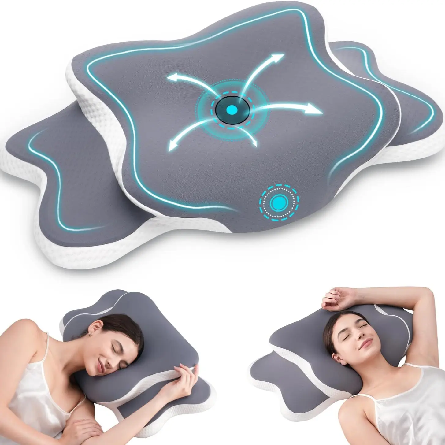 Cervical Neck Pillow for Sleeping, Contoured Memory Foam Pillow for Neck Support, Ergonomic Contour Memory Foam Pillow with Washable Cover for Back, Side & Stomach Sleepers, Memory Foam Contour Pillow for Side, Back,Support Contour Memory Foam Pillow