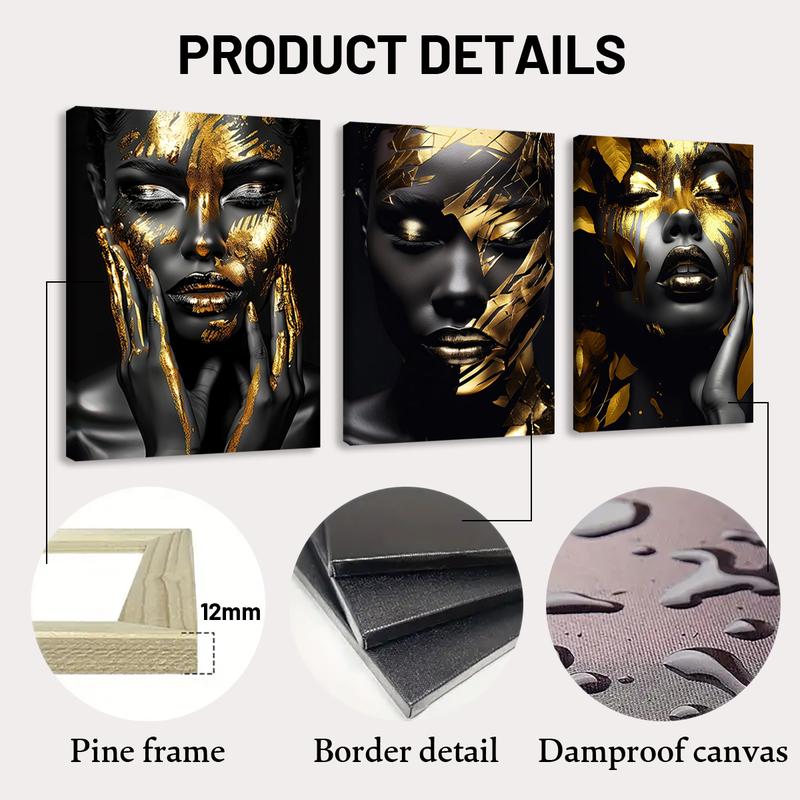 Wooden Framed Canvas Painting, 3 Counts Modern Graffiti Figure Pattern Poster, Fashion Figure Home Decoration, Room Mural, Office Decoration, Wooden Wall Art