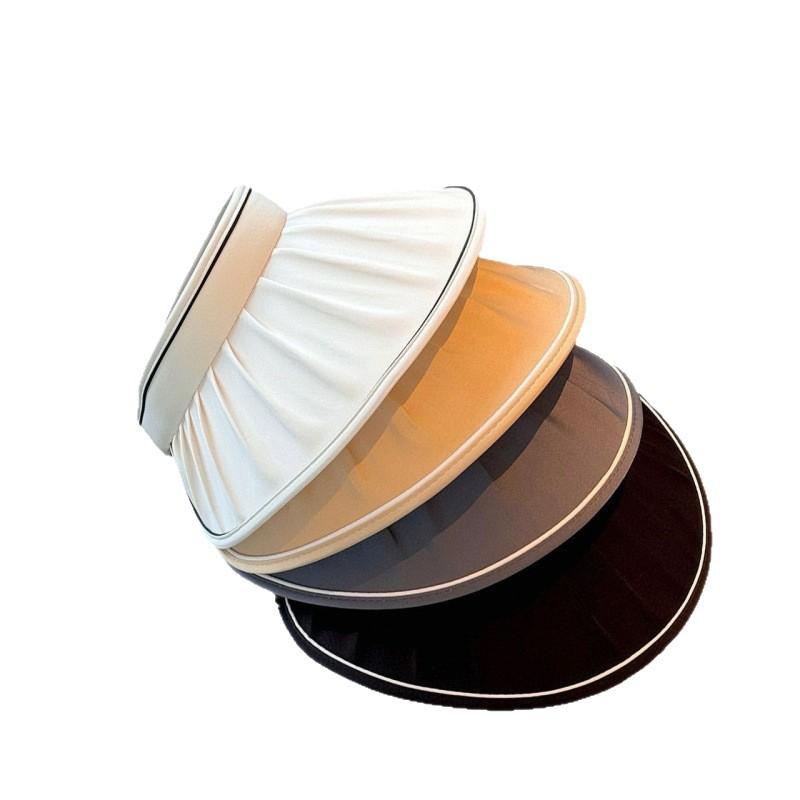 Ice silk sunscreen hat women's summer headband outdoor sun hat big brim shell hat UV protection face hat