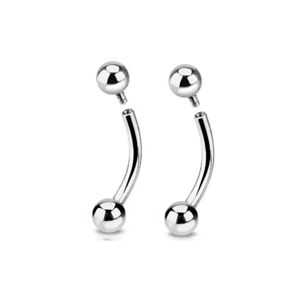Single sided internal thread curved barbell