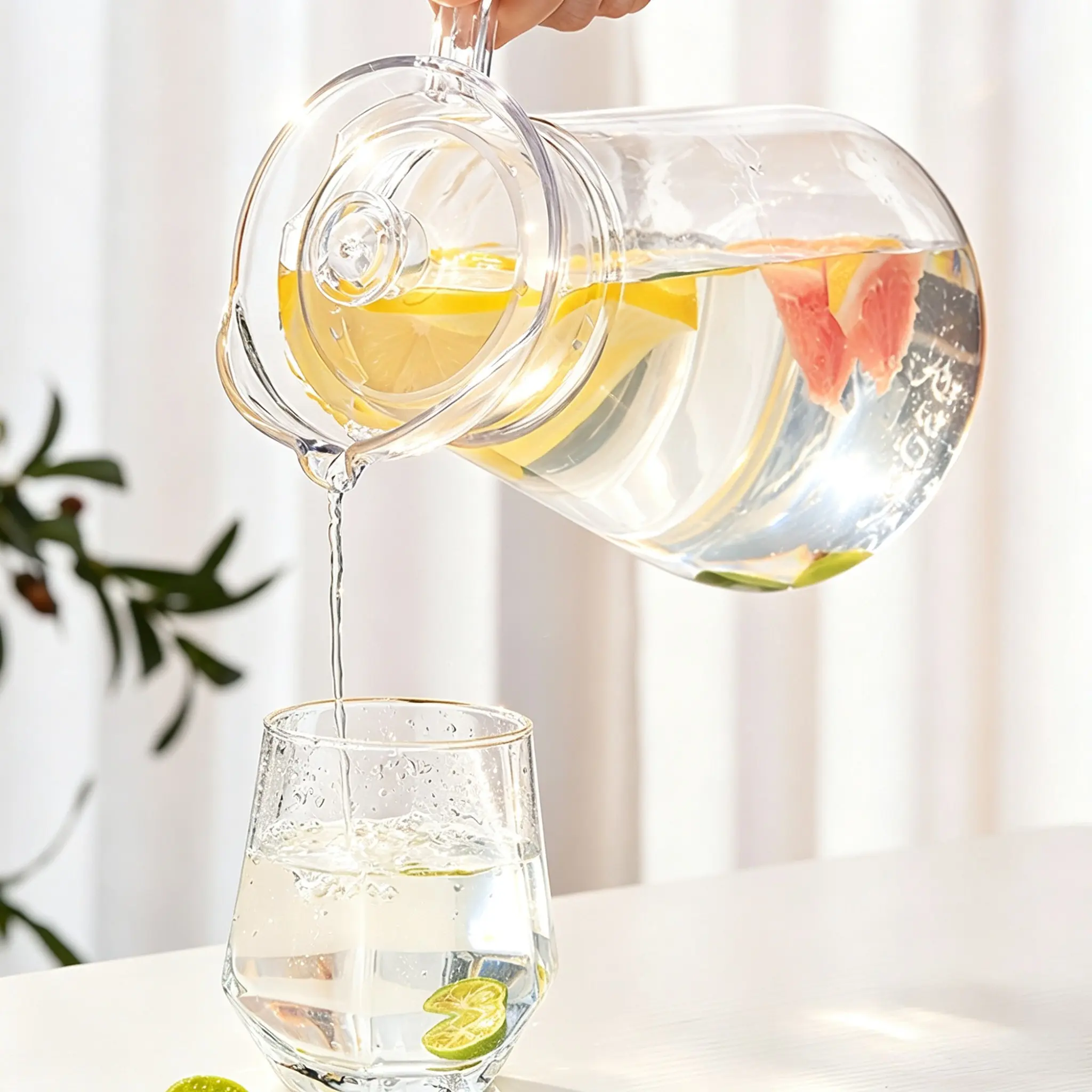 Durable Acrylic Water Bottle, Large Capacity, Temperature Resistant, Space-Saving, Safe for Kids, Kitchen & Dining Essential
