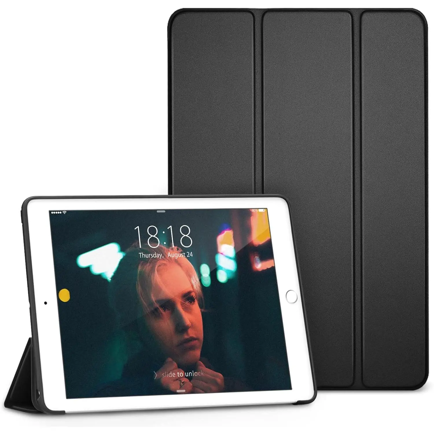 for iPad 9th/ 8th/ 7th Generation 10.2 Case, Lightweight Soft TPU  Cover for iPad 10.2 Inch (2021/2020/2019) [Auto Wake/Sleep + Trifold Stand] - Black