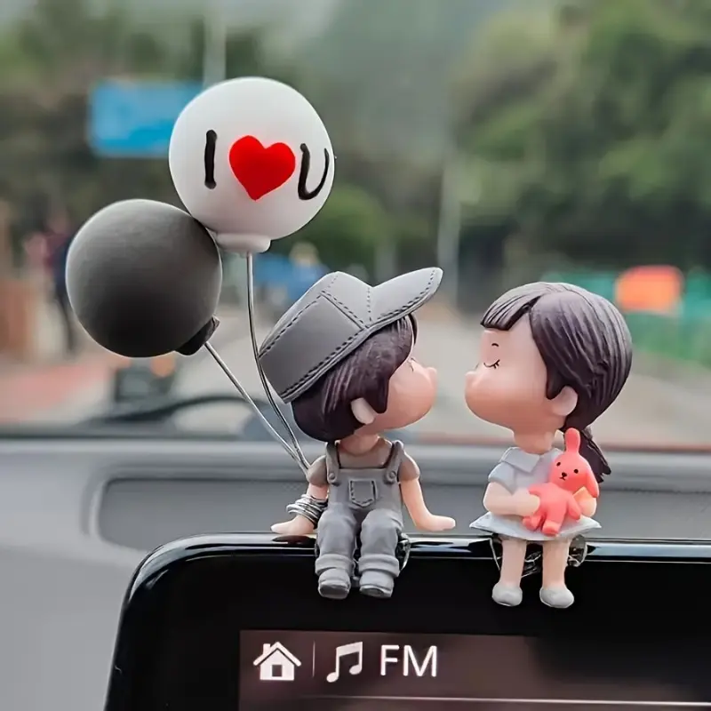 Car Decoration Cute Cartoon Couple Action Character Statue Balloon Decoration Car Interior Accessories