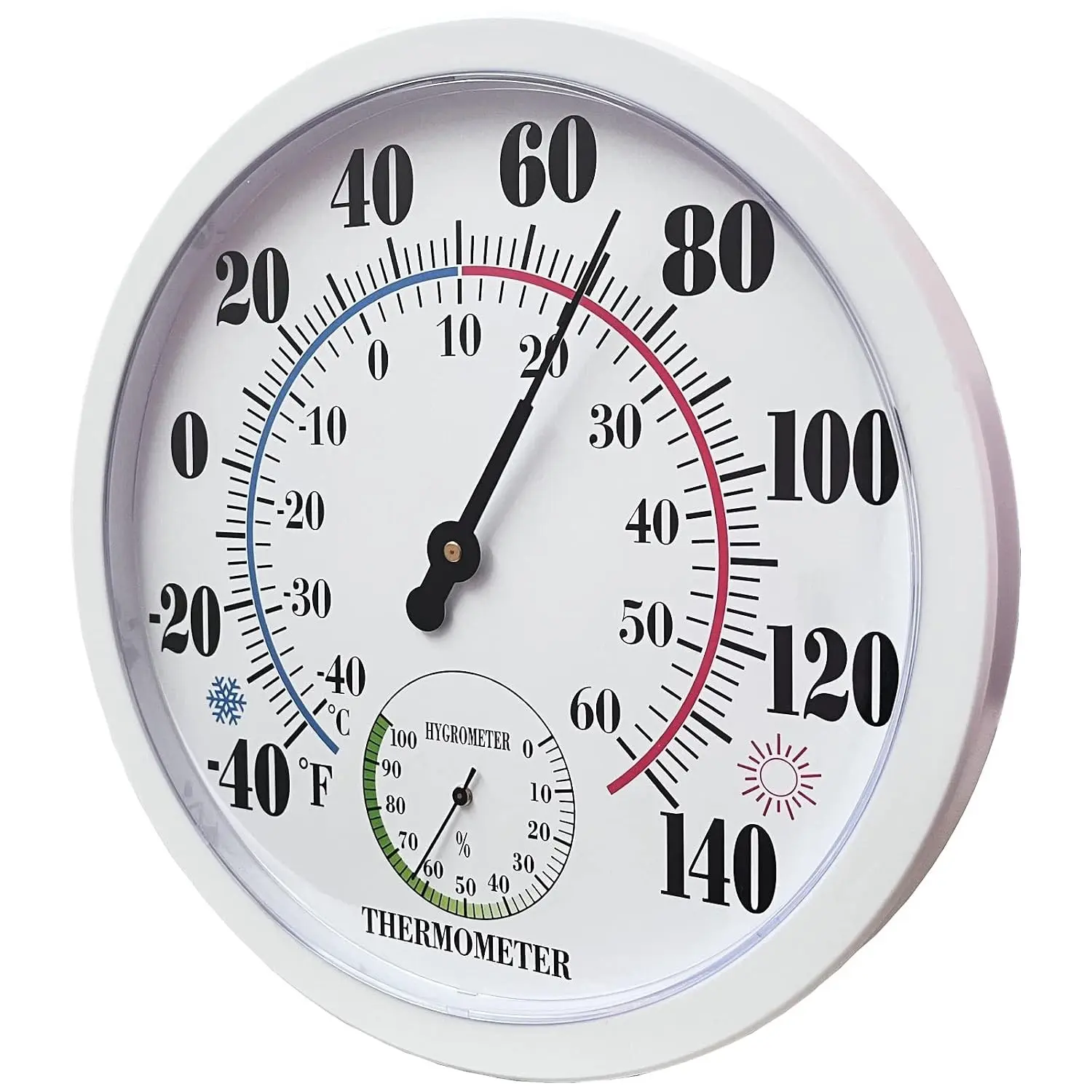 Large Indoor Outdoor Wall Thermometer Hygrometer Waterproof No Battery Required WhiteGift