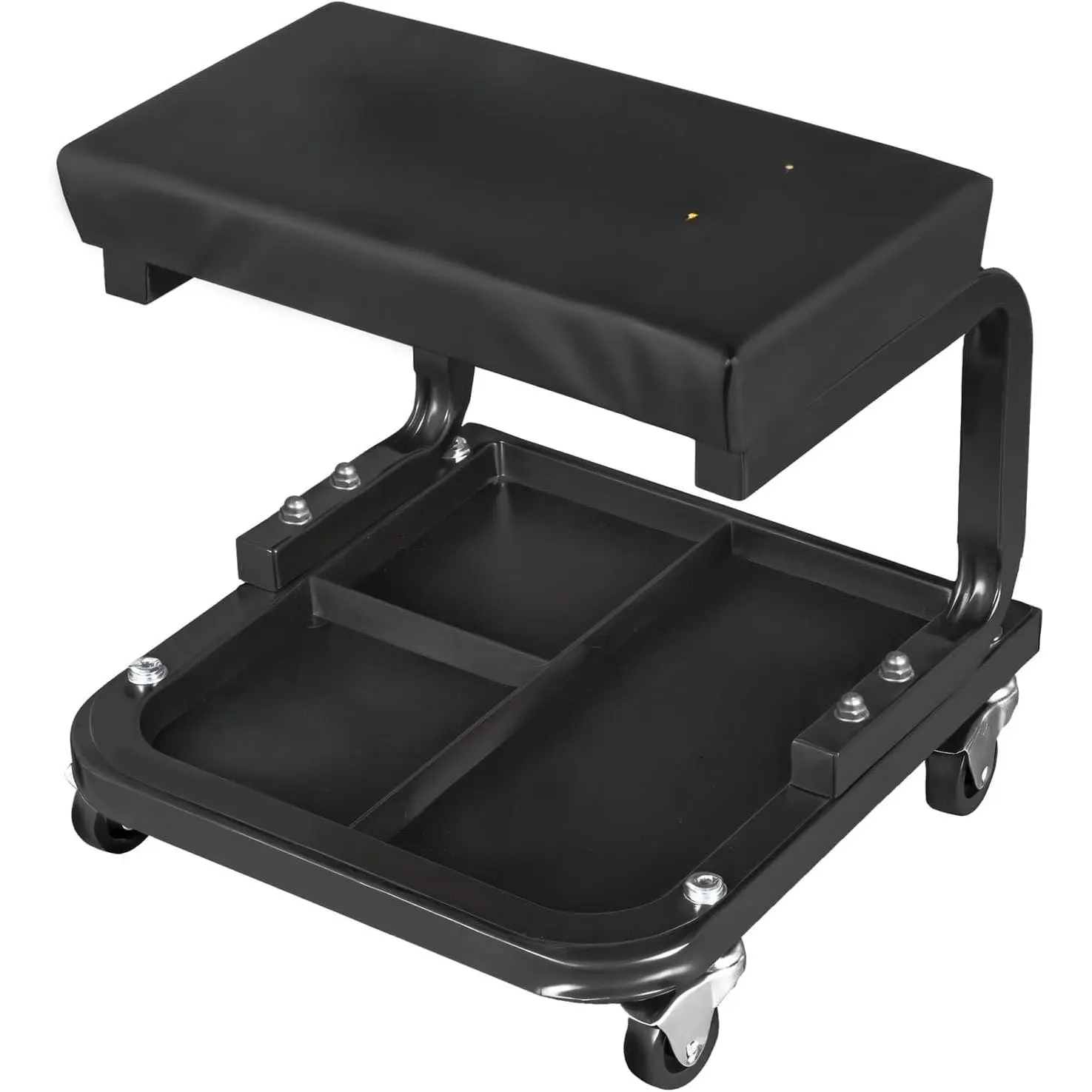 Mechanic Rolling Stool 250 Lbs Capacity, Garage Stool  Wheels with Tool Tray Storage, Work Stools with Wheels for Garage, Shop, Mechanic Chair with Wheels, Auto Repair
