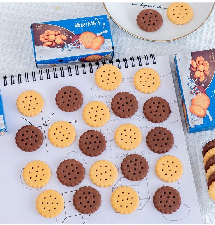Cute Kawaii Creative Biscuit Eraser Cookie Rubber School Supplies Stationery Novelty Lovely Cake Eraser