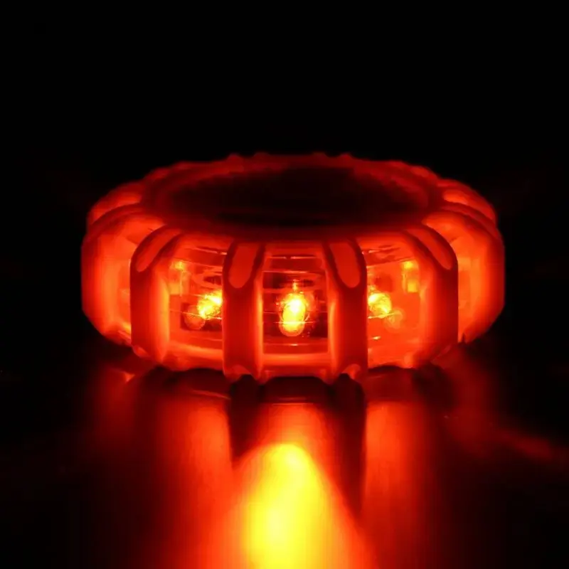 9 Modes 12Led Flares Emergency Lights Road Safety Beacon Disc Flashing Warning Light With Magnetic Roadside Warning Flasher Emergency Lights For Vehicles