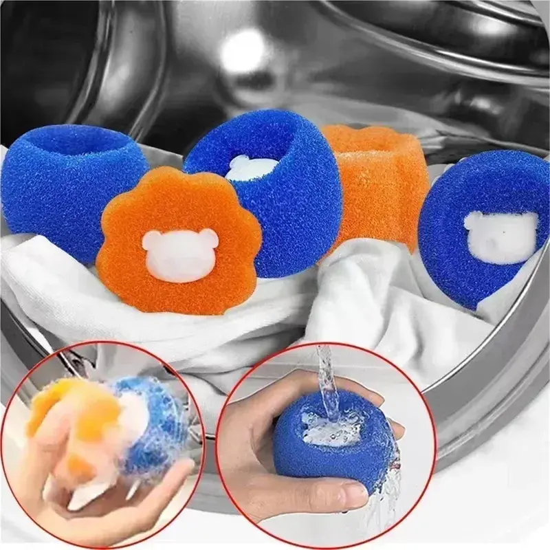 8-Piece Reusable Polyurethane (PU) Sponge Lint Filter Laundry Balls & Discs - Sticker, Spin-Mode Hair Lift, Soft on Fabrics, Quick Drying, Wrinkle Free, Machine Washable, Small Size Cat Cleanup Home Laundry Tool