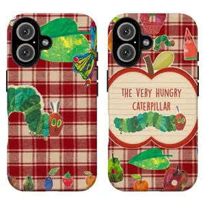 Red Gingham Hungry Caterpillar Phone Case|Vintage Plaid Fruit Butterfly Print Phone Cover For iPhone 17 Pro Max 16 15 14 13 12 11 for Samsung S21 S22 S23 S24 S25 S26 Phone Case|Tough Phone Case|gift for him for her|Best Gift