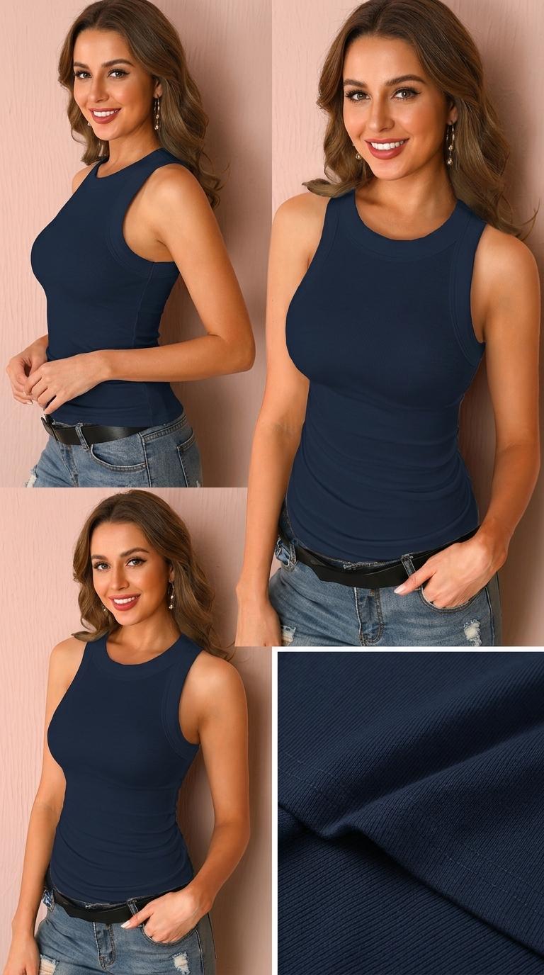 Serenade Ribbed Knit Tank 2026 Summer Women's Solid Color Vest Casual Versatile