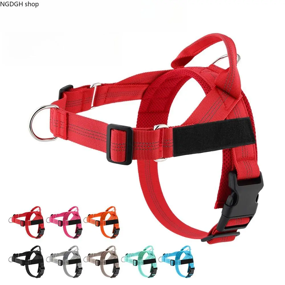 Adjustable Dog Harness - Mesh Breathable Pet Vest, Red Orange Blue Pink Gray No Pull Walking Accessory for Small Medium Large Dogs Daily Outdoor