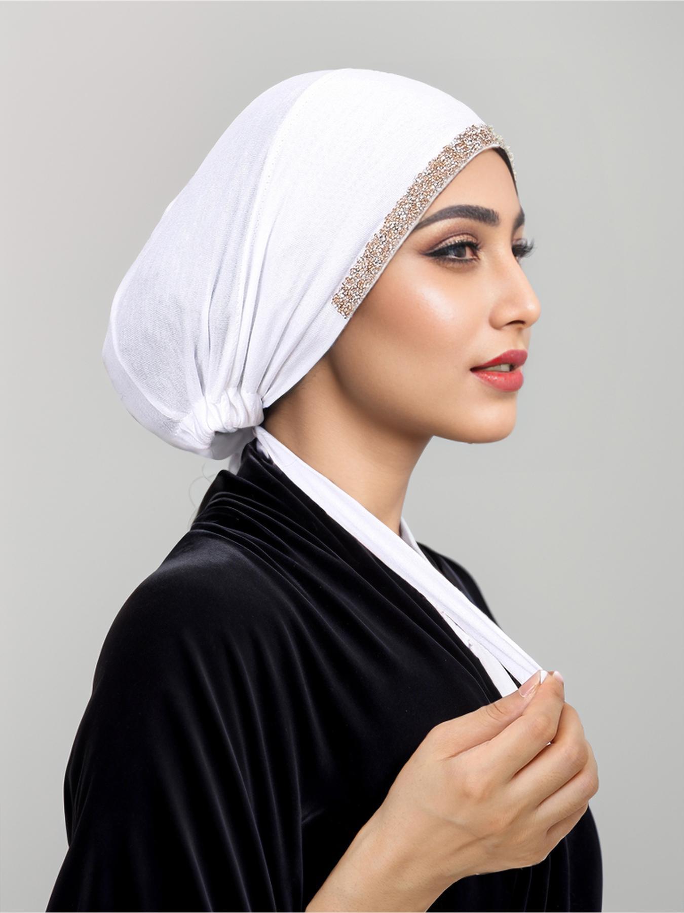 Women's Rhinestone Decor Instant Hijab, Modest Fashionable Hijab for Daily Wear, Women's Islamic Clothing for All Seasons, Clothes for Women