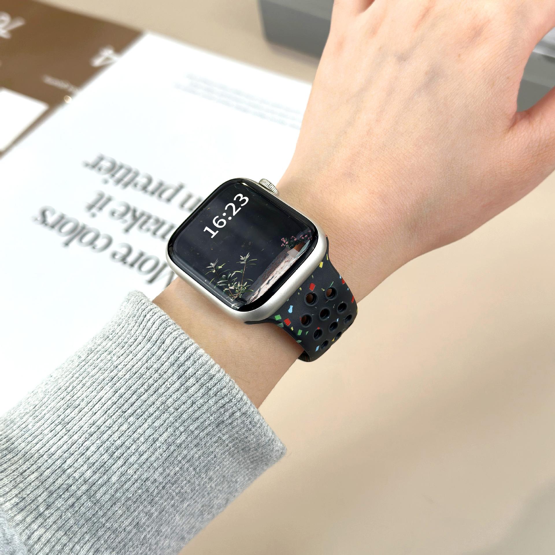 Colorful Dual-Color Silicone Watch Band, Dot Pattern Soft Waterproof Sport Replacement Strap for Smart Watch, Skin-Friendly Breathable Silicone Wristband for Men Women Colorful Dual-Color Silicone Watch Band, Dot Pattern Soft Waterproof Sport Replacement Strap for Smart Watch, Skin-Friendly Breathable Silicone Wristband for Men Women