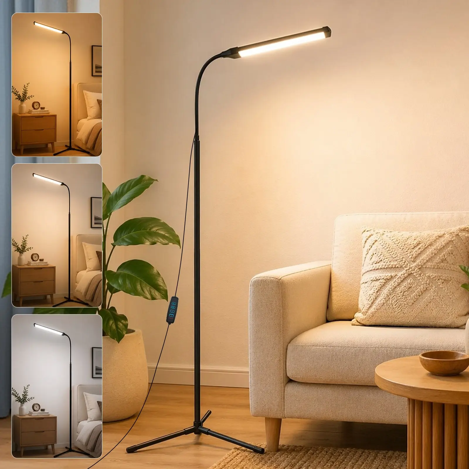 96led Floor Lamp, Adjustable Brightness, Three Color Temperatures, USB Powered, Flexible Neck Design, Ideal for Makeup, Nail Care, Reading, Living Room, Bedroom, Office, Beauty Salon, Led Reading Light