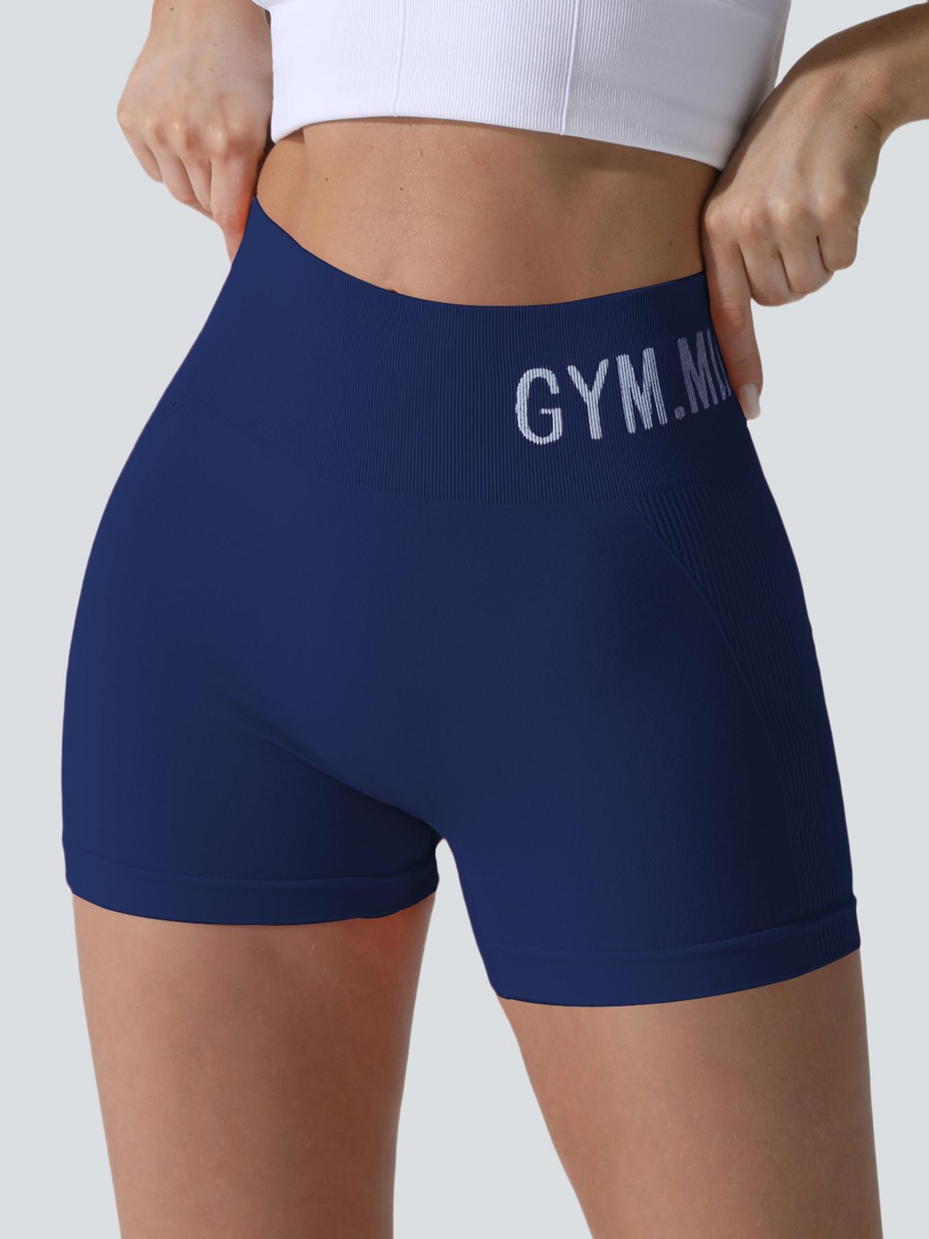 Women's Sporty Letter Print Shorts, Breathable Soft Comfortable Gym Yoga Running Tight Fit Summer Wear, Ladies Fitness Activewear