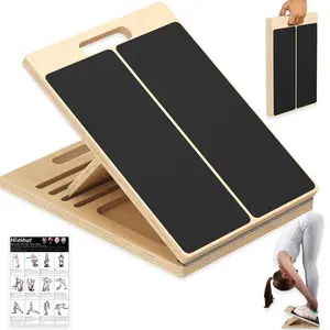 Portable Wooden Slant Board for Calf Stretching,Adjustable Incline Calf Stretcher and Squat Wedge for Exercise, Physical Therapy and Ankle Mobility,for Knees, Feet and Achilles Support