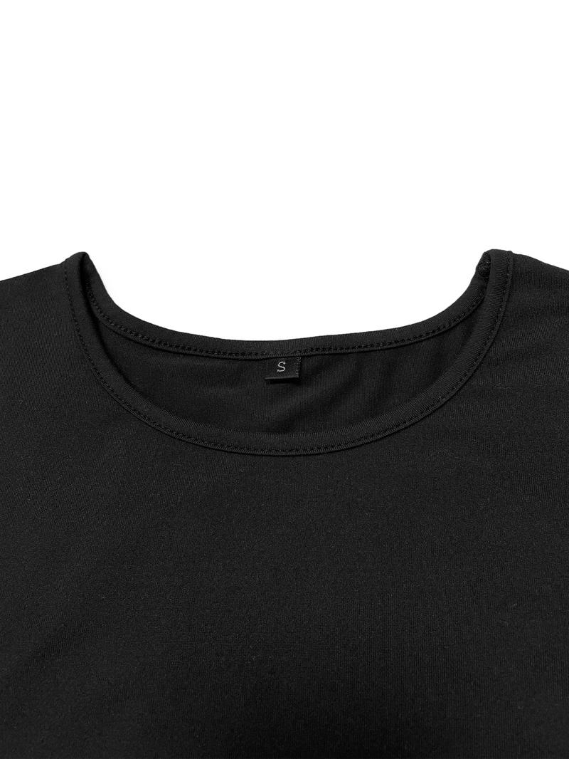 Women's Plain Ruched Drawstring Split Thigh Bodycon Dress, Lady Casual Asymmetrical Round Neck Shortsleeve Dress for Party Club Dating Wear, Women's Dress for Summer, Womenswear, Minimalist Date Night Dresses, Bodycon Side Slit, Formal Bodycon Dress